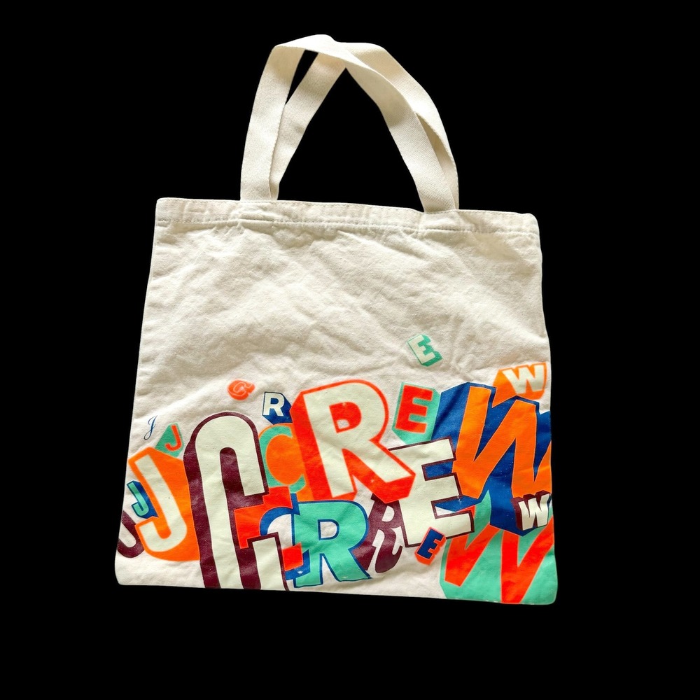 Greg Lamarche for J.Crew Canvas Tote Bag Typography Off White Multi